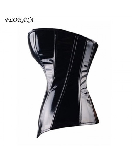 FLORATA Sexy women PVC Overbust Corset Steampunk Lingerie Top-Goth Corset Sexy Leather Waist Trainer $34.54 - Underwear