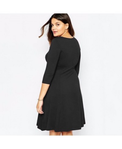 Plus Size Square Neck A-line Dress Women Quarters Sleeve Knee Length Elegant Office Lady Dress Spring Casual Dress 5XL 6XL 7X...