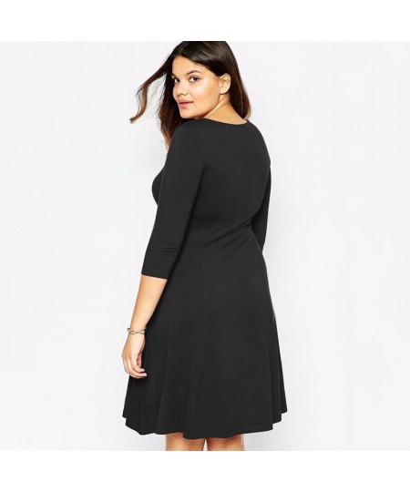 Plus Size Square Neck A-line Dress Women Quarters Sleeve Knee Length Elegant Office Lady Dress Spring Casual Dress 5XL 6XL 7X...