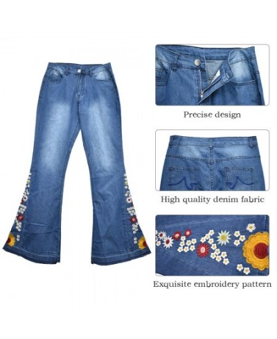 Embroidered Denim Trousers Bell Bottom Pants Ventilation High Street Wide Legged Women Elasticity Breathewide pants $44.06 - ...