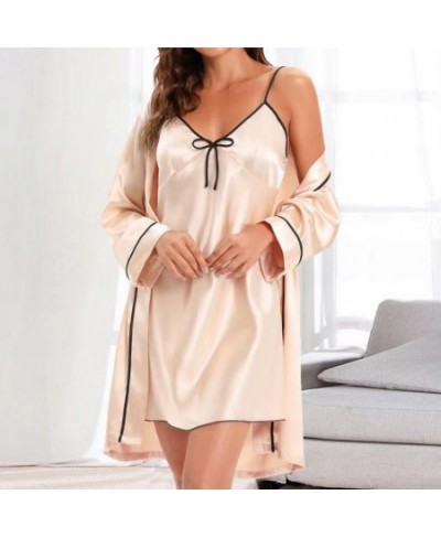 Fashion Pajama Set Women Sleepwear Pyjamas Two-Piece Robe Gown Set Nightwear Nightdress Home Wear Kimono Robe $28.78 - Sleepw...