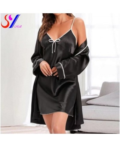 Fashion Pajama Set Women Sleepwear Pyjamas Two-Piece Robe Gown Set Nightwear Nightdress Home Wear Kimono Robe $28.78 - Sleepw...