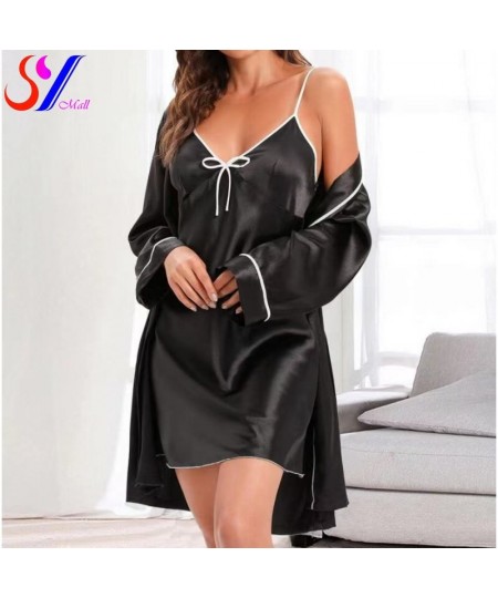 Fashion Pajama Set Women Sleepwear Pyjamas Two-Piece Robe Gown Set Nightwear Nightdress Home Wear Kimono Robe $28.78 - Sleepw...