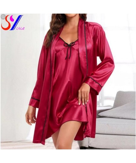 Fashion Pajama Set Women Sleepwear Pyjamas Two-Piece Robe Gown Set Nightwear Nightdress Home Wear Kimono Robe $28.78 - Sleepw...