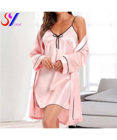 Fashion Pajama Set Women Sleepwear Pyjamas Two-Piece Robe Gown Set Nightwear Nightdress Home Wear Kimono Robe $28.78 - Sleepw...