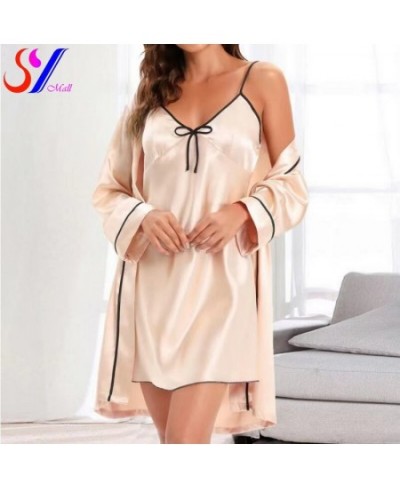 Fashion Pajama Set Women Sleepwear Pyjamas Two-Piece Robe Gown Set Nightwear Nightdress Home Wear Kimono Robe $28.78 - Sleepw...