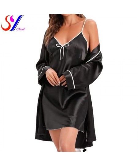 Fashion Pajama Set Women Sleepwear Pyjamas Two-Piece Robe Gown Set Nightwear Nightdress Home Wear Kimono Robe $28.78 - Sleepw...