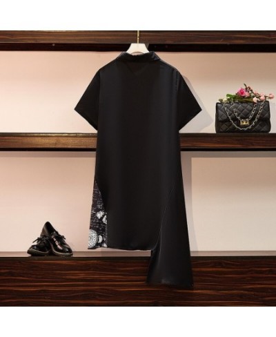 150Kg Plus Size Women's Bust 153 Summer Loose Short Sleeve Irregular Shirt Dress Black 5XL 6XL 7XL 8XL 9XL $64.00 - Plus Size...