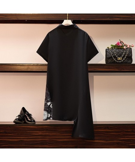 150Kg Plus Size Women's Bust 153 Summer Loose Short Sleeve Irregular Shirt Dress Black 5XL 6XL 7XL 8XL 9XL $64.00 - Plus Size...