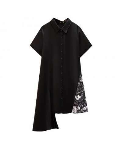 150Kg Plus Size Women's Bust 153 Summer Loose Short Sleeve Irregular Shirt Dress Black 5XL 6XL 7XL 8XL 9XL $64.00 - Plus Size...