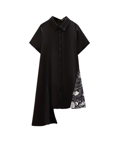 150Kg Plus Size Women's Bust 153 Summer Loose Short Sleeve Irregular Shirt Dress Black 5XL 6XL 7XL 8XL 9XL $64.00 - Plus Size...