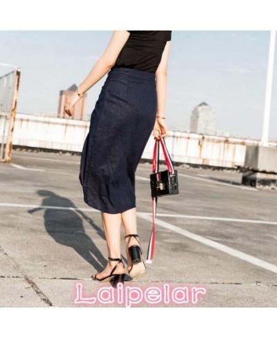 Single Breasted Long Linen Skirts Womens Summer Casual Solid High Waist Skirt Female Button Skirt Korean Streetwear $46.22 - ...