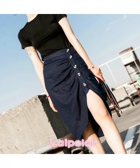 Single Breasted Long Linen Skirts Womens Summer Casual Solid High Waist Skirt Female Button Skirt Korean Streetwear $46.22 - ...