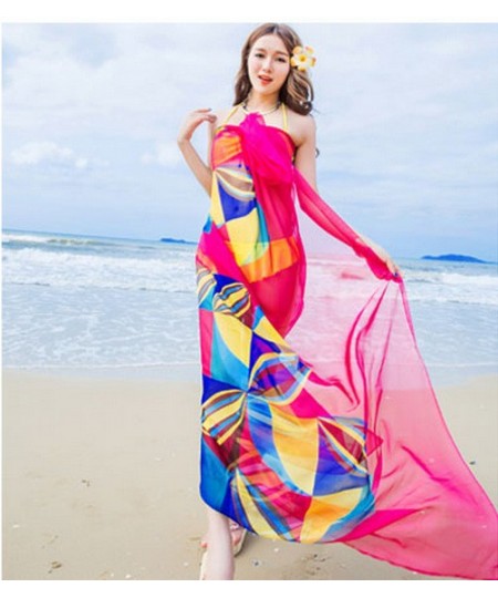 Pareo Scarf Women Beach Sarongs Beach Cover Up Summer Chiffon Scarves Geometrical Design Plus Size Towel Ladies Summer $18.20...