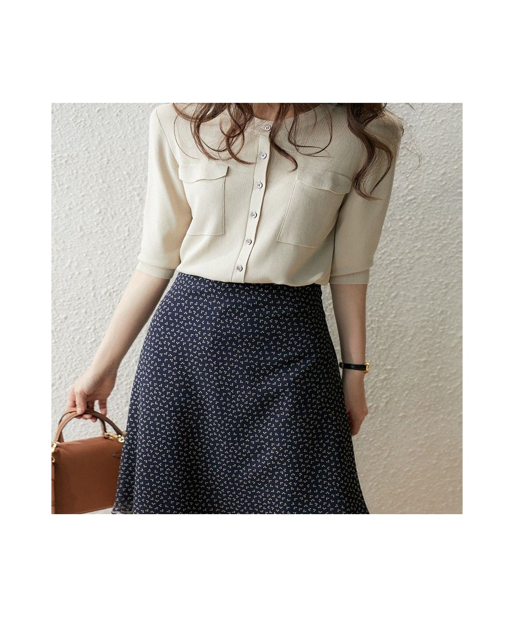 Elegant Petty Bourgeois Fan Knee-length Skirts Printing Dot Chiffon Office Lady Women's Clothing Slim Empire Short A-line Ski...