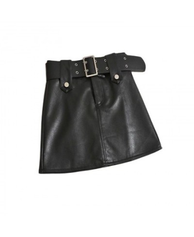 2023 New Winter Women’s Sexy PU Faux Leather Skirt Short Skinny High Waist Bodycon Skirts With Belt $34.01 - Skirts