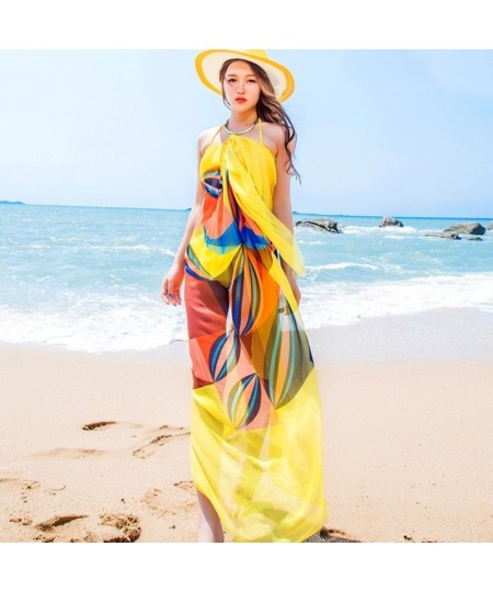 Pareo Scarf Women Beach Sarongs Beach Cover Up Summer Chiffon Scarves Geometrical Design Plus Size Towel Ladies Summer $18.20...