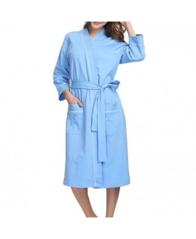 Sleepwear Solid Women Robe Loungewear Cotton Blend With Belt Elegant Kimono Bath Nightwear Daily Long Sleeve Pocket Home $37....