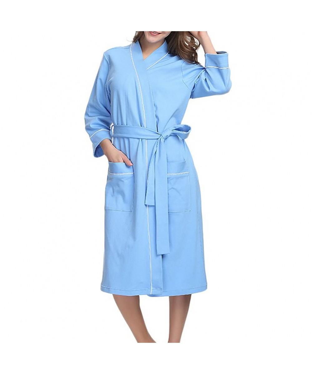 Sleepwear Solid Women Robe Loungewear Cotton Blend With Belt Elegant Kimono Bath Nightwear Daily Long Sleeve Pocket Home $37....