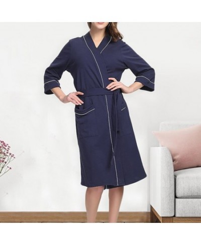 Sleepwear Solid Women Robe Loungewear Cotton Blend With Belt Elegant Kimono Bath Nightwear Daily Long Sleeve Pocket Home $37....