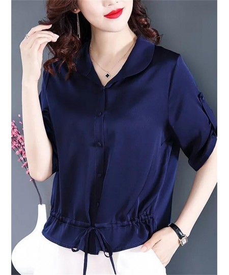 Woman Spring Summer Style Blouses Shirts Lady Casual Short Sleeve Peter Pan Collar Blusas Tops DF4608 $29.80 - Women Tops