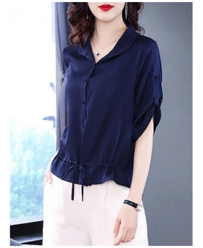 Woman Spring Summer Style Blouses Shirts Lady Casual Short Sleeve Peter Pan Collar Blusas Tops DF4608 $29.80 - Women Tops