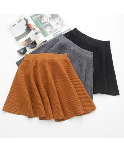 New Women's pleated mini skirt Fashionable elegant Autumn-Winter knitted skirt solid color with elastic waist $41.12 - Skirts