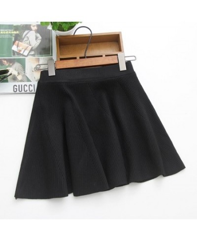 New Women's pleated mini skirt Fashionable elegant Autumn-Winter knitted skirt solid color with elastic waist $41.12 - Skirts