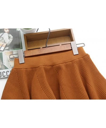 New Women's pleated mini skirt Fashionable elegant Autumn-Winter knitted skirt solid color with elastic waist $41.12 - Skirts