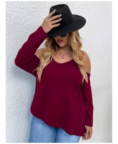 Women's Spring 2023 Off Shoulder Plus Size Blouses 4XL Elegant Curvy Camis Oversized T-shirt Loose Large Solid Tees Clothing ...