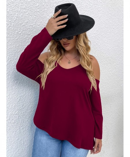 Women's Spring 2023 Off Shoulder Plus Size Blouses 4XL Elegant Curvy Camis Oversized T-shirt Loose Large Solid Tees Clothing ...