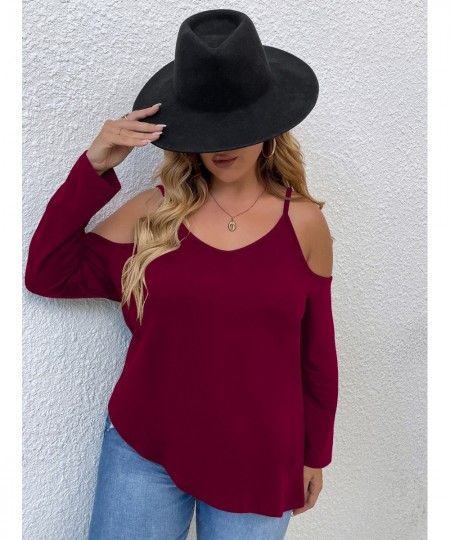 Women's Spring 2023 Off Shoulder Plus Size Blouses 4XL Elegant Curvy Camis Oversized T-shirt Loose Large Solid Tees Clothing ...