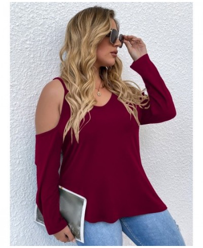 Women's Spring 2023 Off Shoulder Plus Size Blouses 4XL Elegant Curvy Camis Oversized T-shirt Loose Large Solid Tees Clothing ...