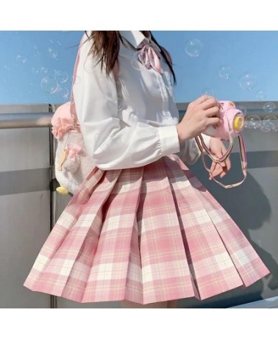 Summer Women's Mini Skirt Harajuku Korean Fashion Sweet Cute Jk Kawaii Skirt Girl High Waist Plaid Pink Pleated Skirt $23.54 ...