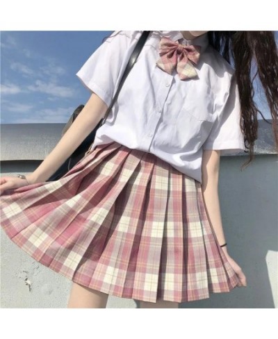 Summer Women's Mini Skirt Harajuku Korean Fashion Sweet Cute Jk Kawaii Skirt Girl High Waist Plaid Pink Pleated Skirt $23.54 ...