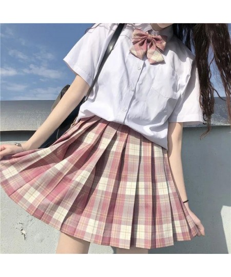 Summer Women's Mini Skirt Harajuku Korean Fashion Sweet Cute Jk Kawaii Skirt Girl High Waist Plaid Pink Pleated Skirt $23.54 ...