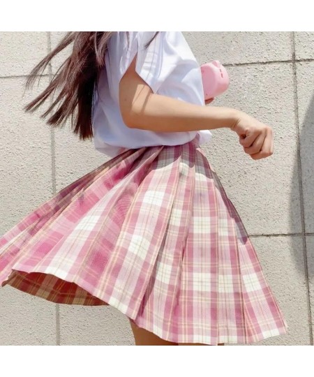 Summer Women's Mini Skirt Harajuku Korean Fashion Sweet Cute Jk Kawaii Skirt Girl High Waist Plaid Pink Pleated Skirt $23.54 ...