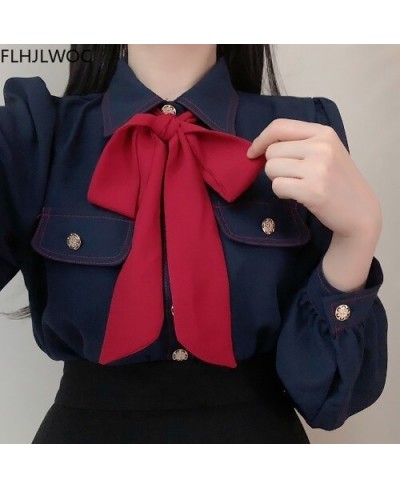 Womens Basic Office Lady Work Wear Sexy Semi Transaprent Cute Bow Tie Top Single Breasted Button Solid White Shirts Blouses $...