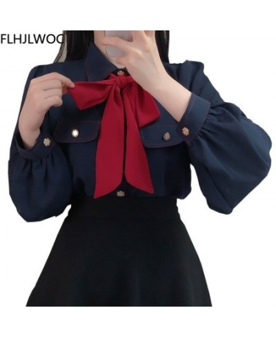 Womens Basic Office Lady Work Wear Sexy Semi Transaprent Cute Bow Tie Top Single Breasted Button Solid White Shirts Blouses $...