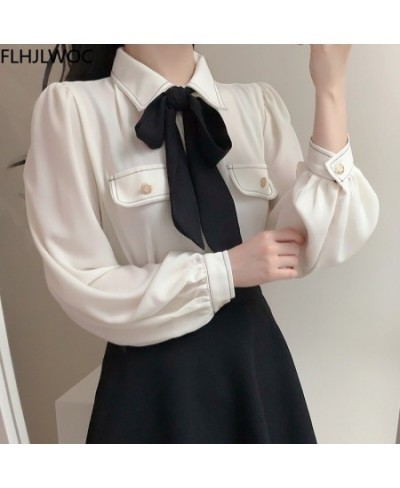 Womens Basic Office Lady Work Wear Sexy Semi Transaprent Cute Bow Tie Top Single Breasted Button Solid White Shirts Blouses $...