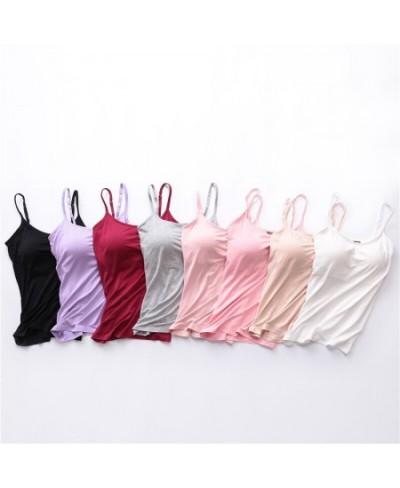 5pcs/set Summer Padded Bra Tank Top Women Modal Spaghetti Solid Cami Tops Vest Female Camisole Built In Bra Fitness Yoga Bras...