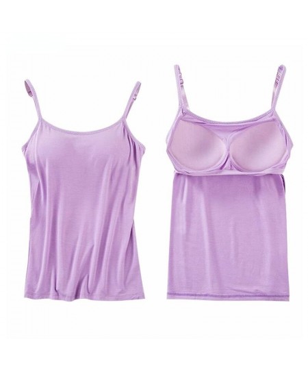 5pcs/set Summer Padded Bra Tank Top Women Modal Spaghetti Solid Cami Tops Vest Female Camisole Built In Bra Fitness Yoga Bras...