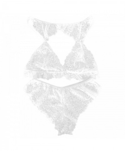 Lingerie Women's Underwear Set Eyelashes Lace See Through Brassiere Bras & Panty Set Transparent Set Exotic Costumes Babydoll...