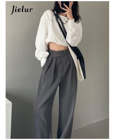 Brown Wide Leg Women Classic Suit Pants Vintage Palazzo Office Elegant Casual Black Trousers Female High Wasit Pants $40.97 -...