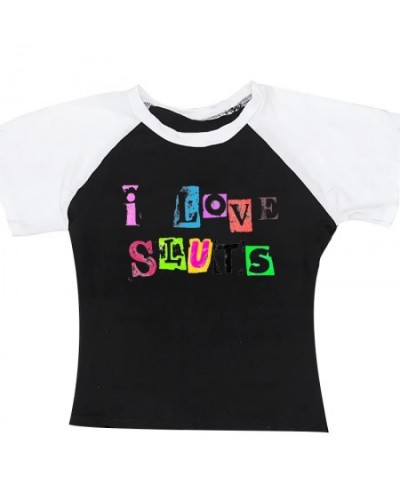 Women Y2K Letter Printed fairy grunge E-girl Crop Tops Slim 2000s Streetwear Harajuku Goth Short Sleeve T-shirt baby tee $19....