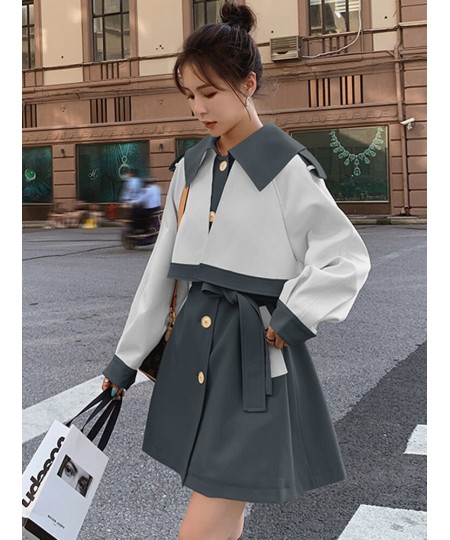 Fashion Spliced Women Trench Coat Contrast Color Single Breasted Long Sleeves Coats Female Clothes 2023 Spring 2YA350 $85.86 ...