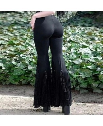 Goth Mall Flare Pants Sexy Black Lace Patchwork High Waist Vintage Harajuku Hippie Punk Grunge Streetwear Y2k Pants $41.50 - ...