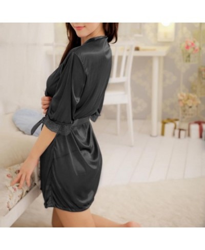 Silk Satin Lace Dressing Gown Bath Robe Hot Fashion Nightwear Sleepwear Dress Lingerie Robe Pajamas for Women $22.82 - Sleepw...