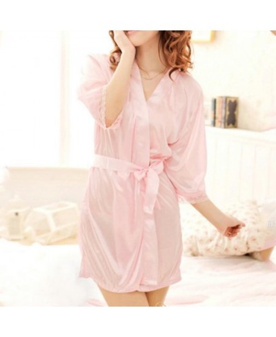 Silk Satin Lace Dressing Gown Bath Robe Hot Fashion Nightwear Sleepwear Dress Lingerie Robe Pajamas for Women $22.82 - Sleepw...