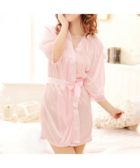 Silk Satin Lace Dressing Gown Bath Robe Hot Fashion Nightwear Sleepwear Dress Lingerie Robe Pajamas for Women $22.82 - Sleepw...